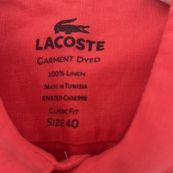 Men’s linen Lacoste shirt - Picture 3 of 3